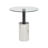 Oria End Table with Silver Base, Black