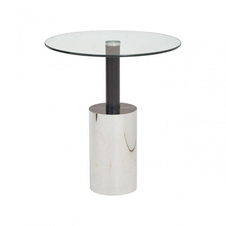 Oria End Table with Silver Base, Black