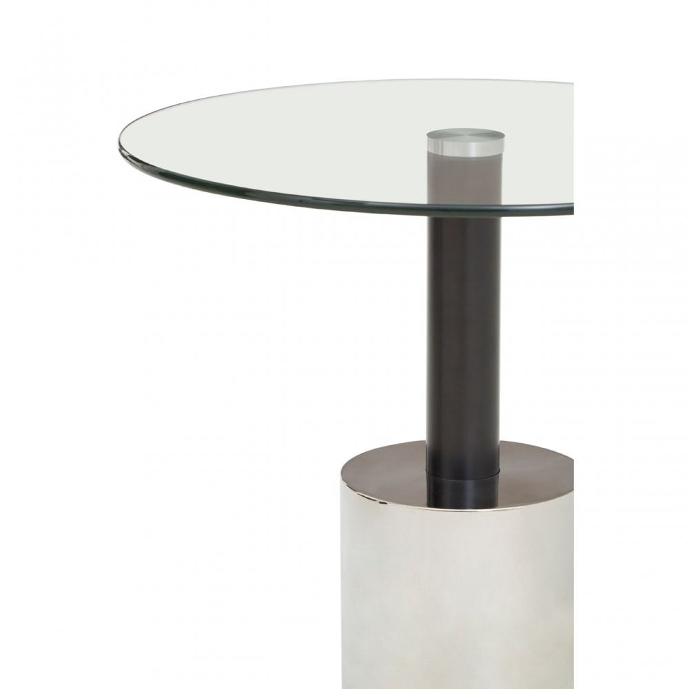 Oria End Table with Silver Base, Black
