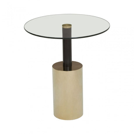 Oria End Table with Warm Metallic Base, Black