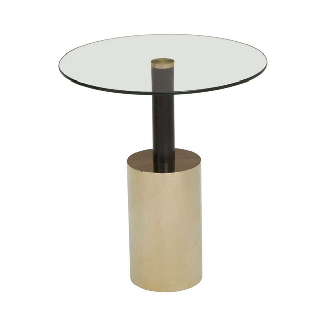 Oria End Table with Warm Metallic Base, Black