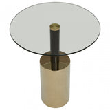 Oria End Table with Warm Metallic Base, Black