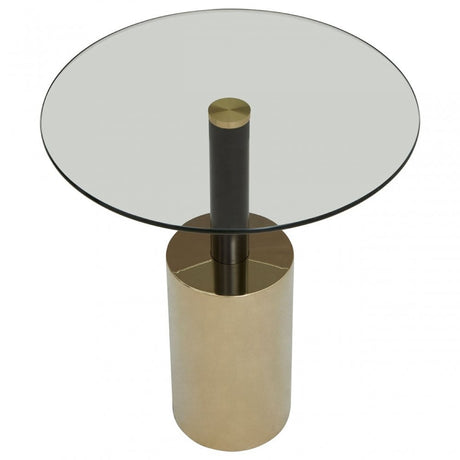 Oria End Table with Warm Metallic Base, Black