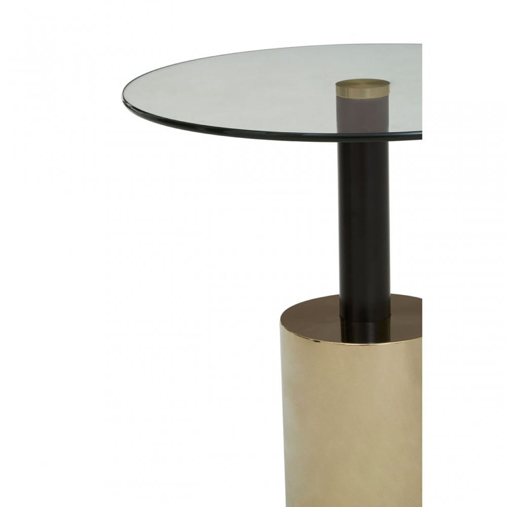 Oria End Table with Warm Metallic Base, Black