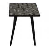 Textured Side Table with Angular Base, Black