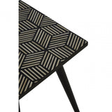 Textured Side Table with Angular Base, Black