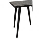 Textured Side Table with Angular Base, Black