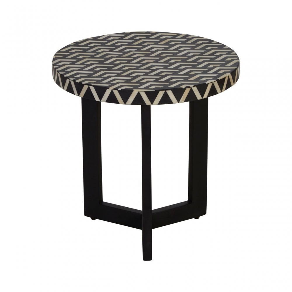 Boho Three Legged Side Table, Black