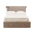 Edison Steel Velvet Double Ottoman Bed, Silver