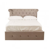 Edison Steel Velvet Double Ottoman Bed, Silver