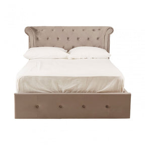 Edison Steel Velvet Double Ottoman Bed, Silver
