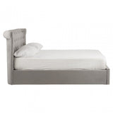 Edison Steel Velvet Double Ottoman Bed, Silver