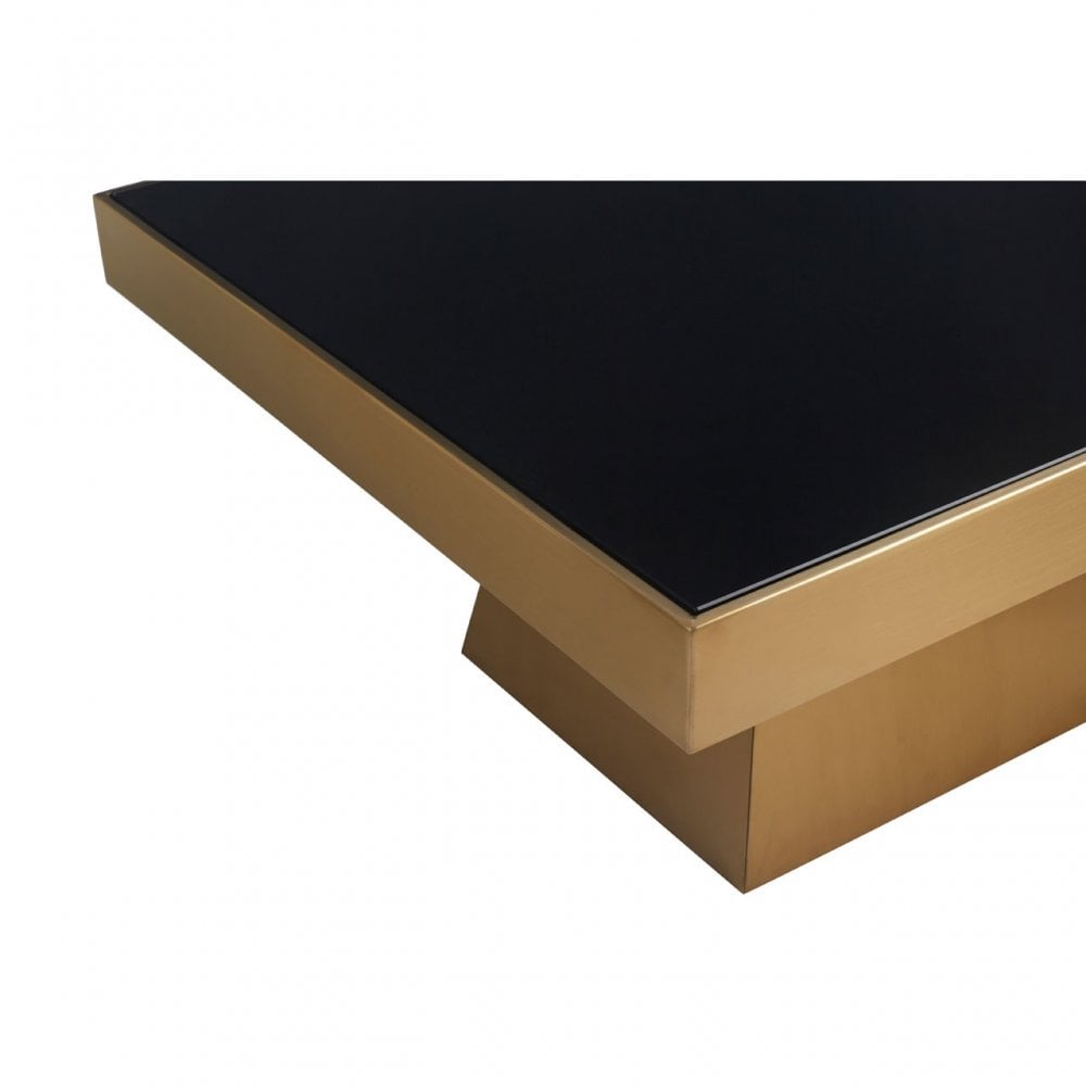 Carlox Square Gold Finish Coffee Table, Gold