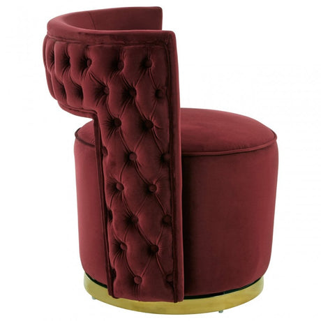 Bola Wine Velvet Chair, Red