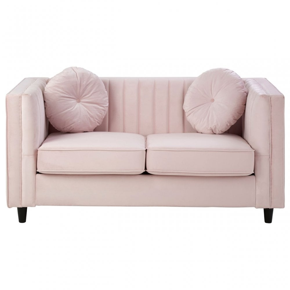 Farah 2 Seat Pink Velvet Sofa, Pink