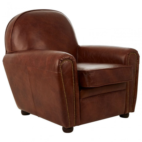 Victor Coffee Leather Classic Armchair, Brown