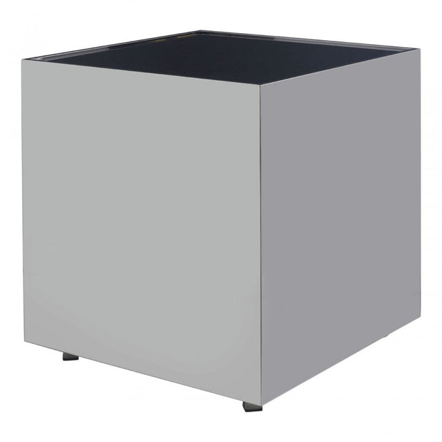 Carlox Square Chrome Finish Side Table, Silver