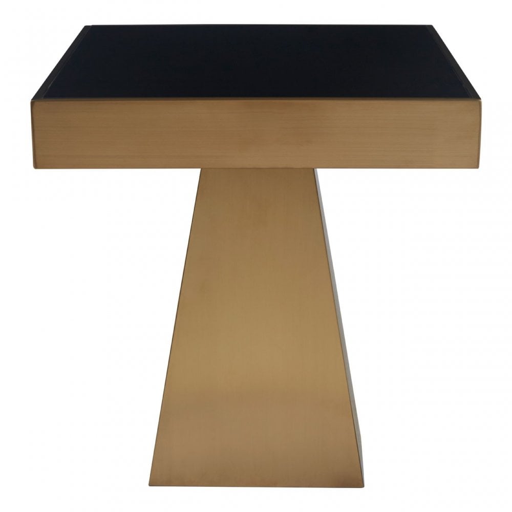 Carlox Square Gold Finish Side Table, Gold