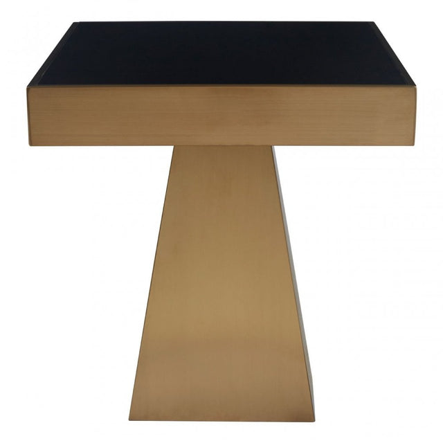 Carlox Square Gold Finish Side Table, Gold
