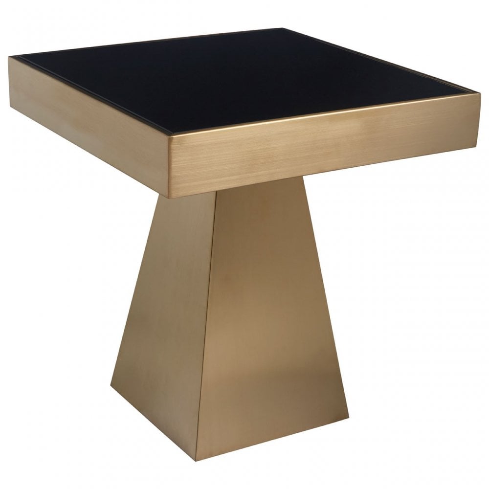 Carlox Square Gold Finish Side Table, Gold