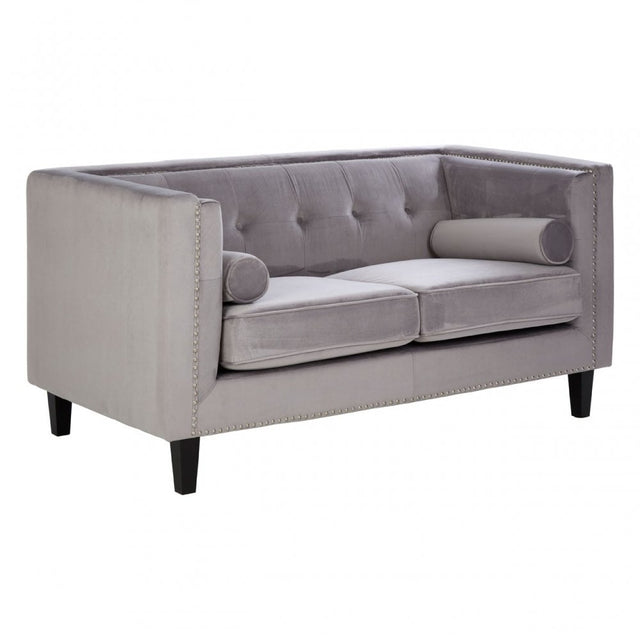 Felisa 2 Seat Grey Velvet Sofa, Grey
