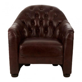 Victor Classic Armchair with Buttoned Back, Brown