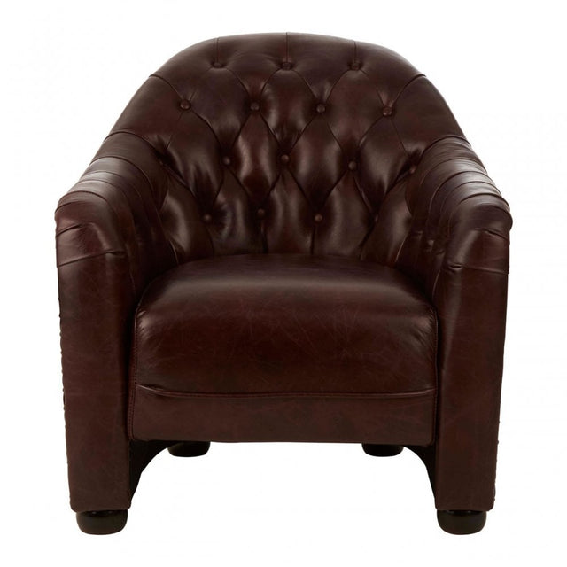 Victor Classic Armchair with Buttoned Back, Brown
