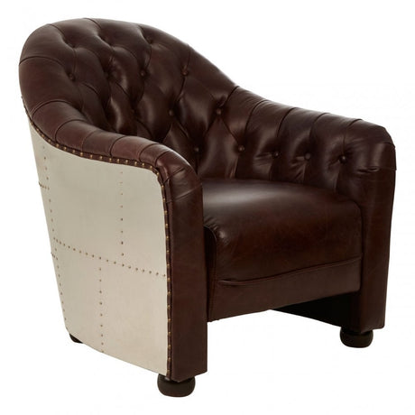Victor Classic Armchair with Buttoned Back, Brown
