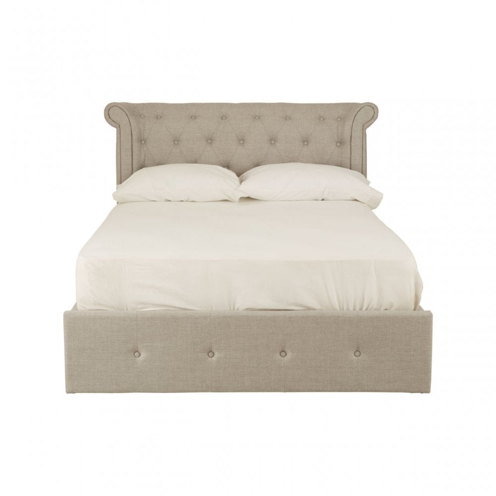 Edison Light Grey Double Ottoman Bed, Grey