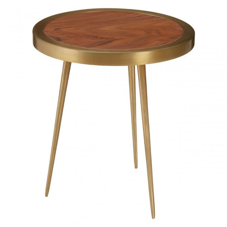 Almora Small Round Side Table , Gold