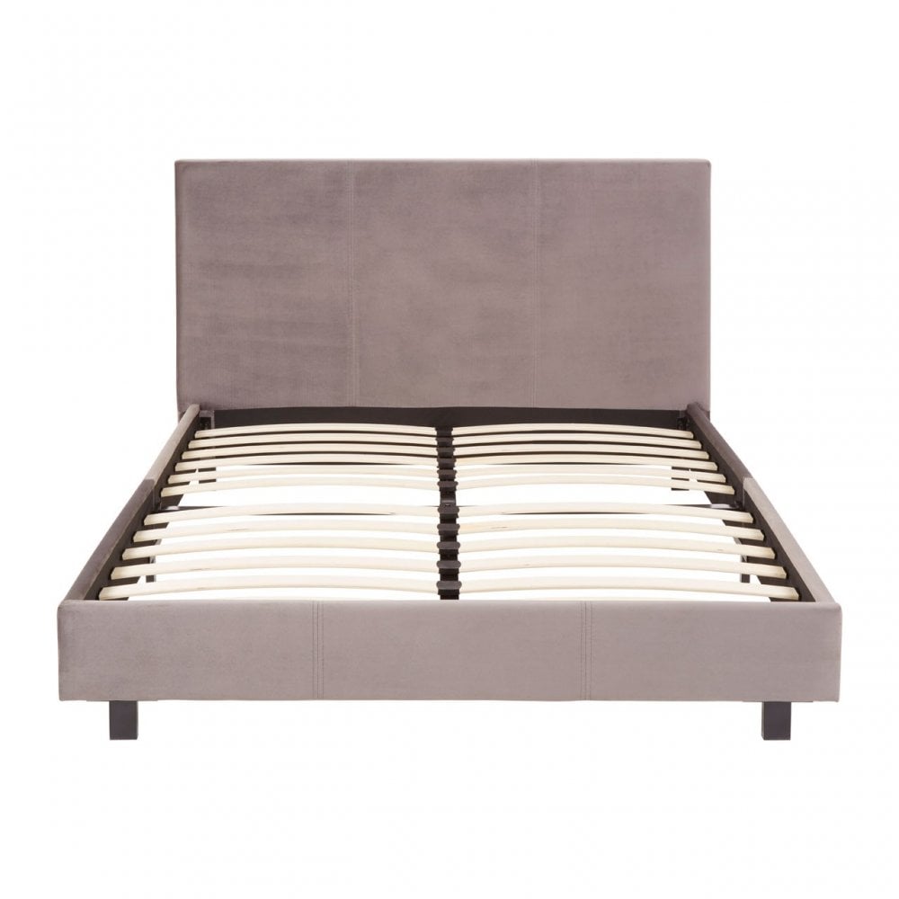 Napoli Bed In Box In Brushed Steel Velvet, Grey