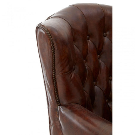 Victor Brown Leather Scroll Armchair, Brown