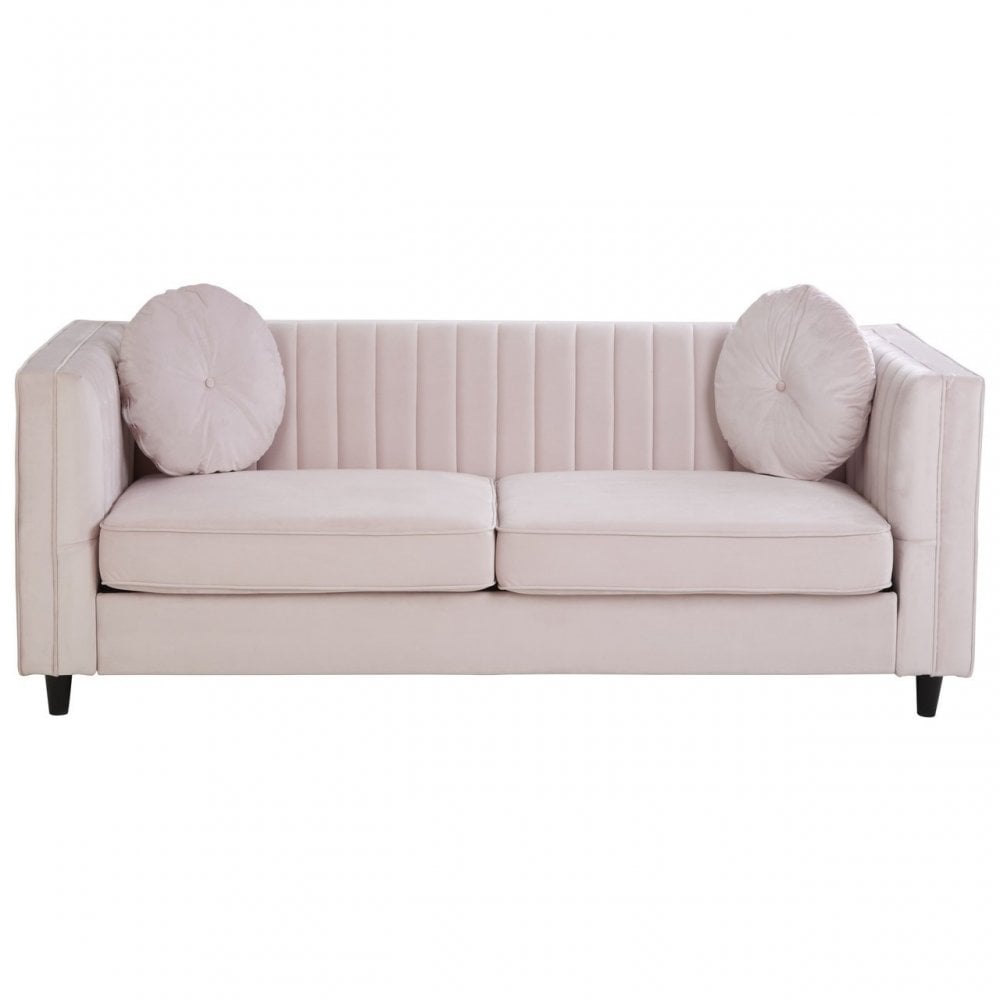 Farah 3 Seat Pink Velvet Sofa, Pink