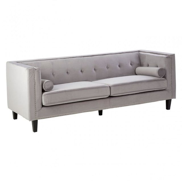 Felisa 3 Seat Grey Velvet Sofa, Grey
