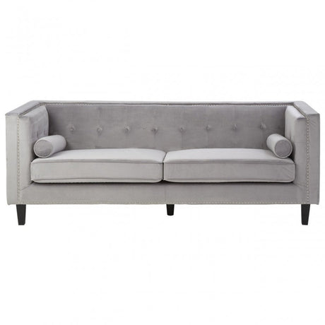 Felisa 3 Seat Grey Velvet Sofa, Grey