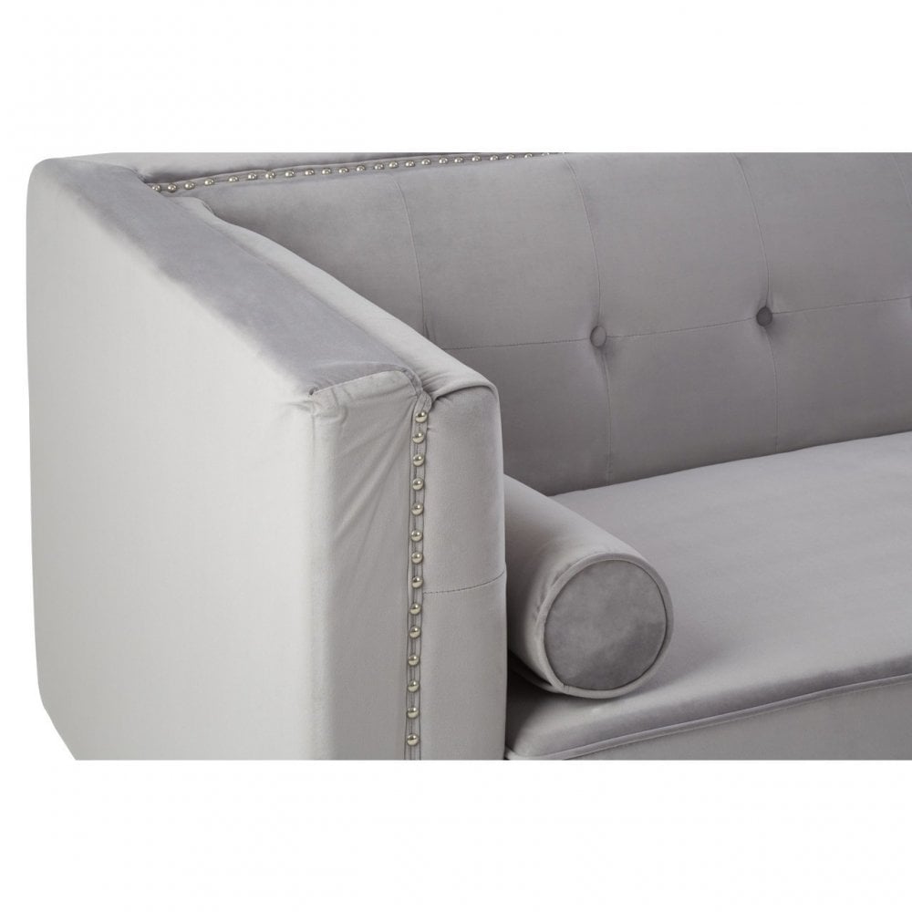 Felisa 3 Seat Grey Velvet Sofa, Grey