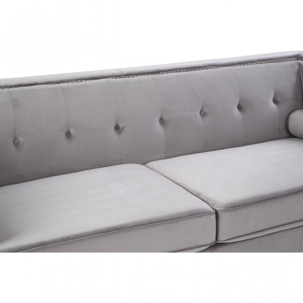 Felisa 3 Seat Grey Velvet Sofa, Grey