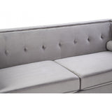 Felisa 3 Seat Grey Velvet Sofa, Grey