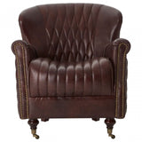 Victor Coffee Leather Winged Armchair, Brown