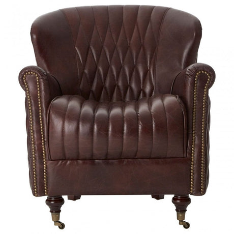 Victor Coffee Leather Winged Armchair, Brown