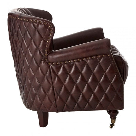Victor Coffee Leather Winged Armchair, Brown