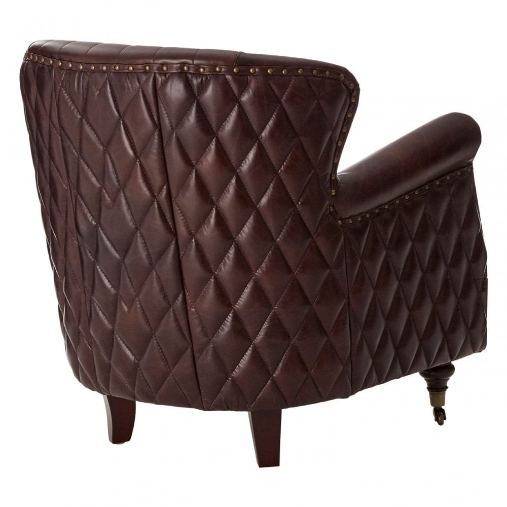 Victor Coffee Leather Winged Armchair, Brown