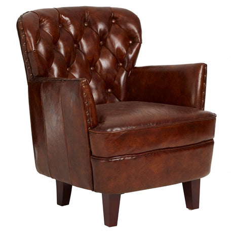 Victor Mocha Brown Button Back Armchair, Brown