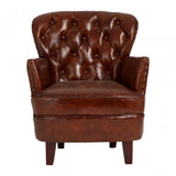 Victor Mocha Brown Button Back Armchair, Brown