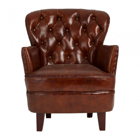 Victor Mocha Brown Button Back Armchair, Brown