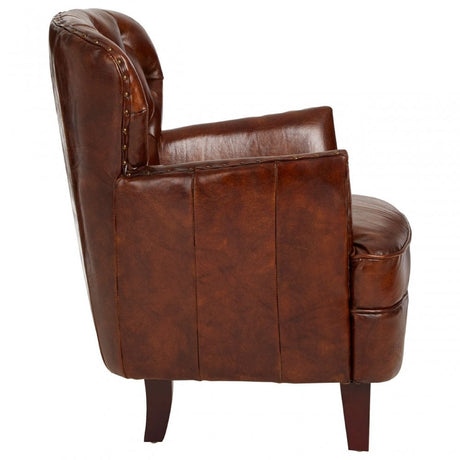 Victor Mocha Brown Button Back Armchair, Brown