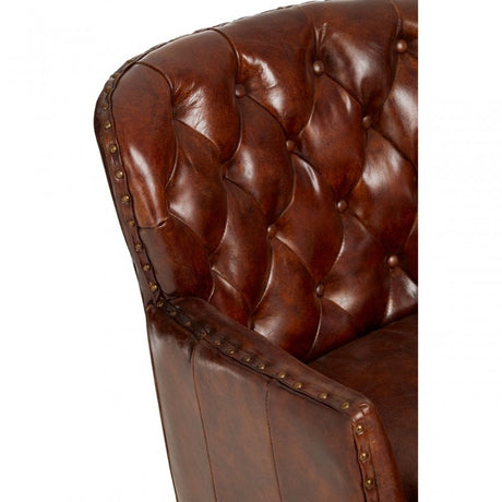 Victor Mocha Brown Button Back Armchair, Brown