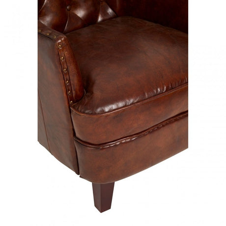 Victor Mocha Brown Button Back Armchair, Brown