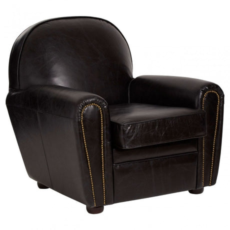 Victor Black Leather Classic Armchair, Black