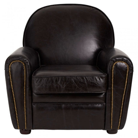Victor Black Leather Classic Armchair, Black
